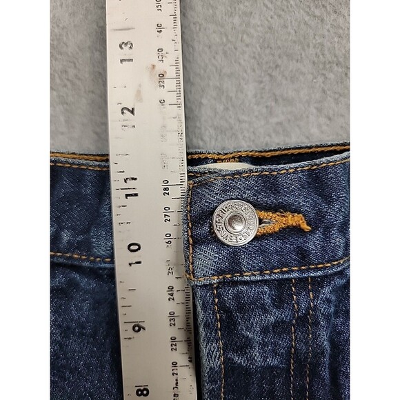 Vintage Levis 517 Denim Shorts Jorts Mens 32x12 High Blue Distressed Cut - Picture 7 of 13